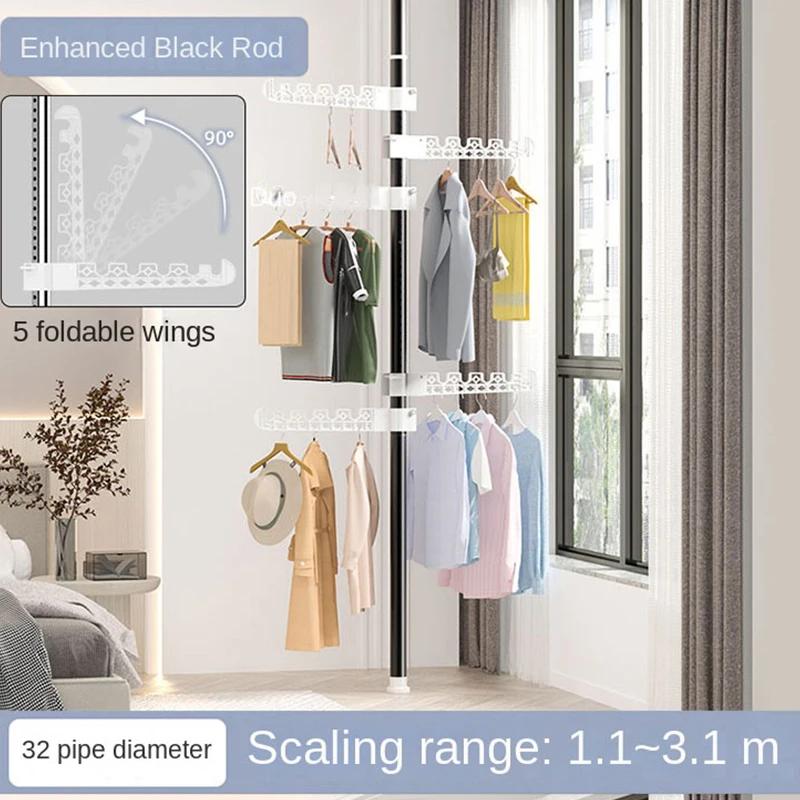 

Floor-Standing Clothes Hanger Home Floor Bedroom Punch-Free Telescopic Rod Balcony Window Drying Clothes Rack