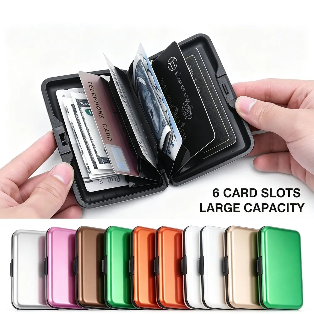 RFID Blocking Aluminum Credit Card Holder, Waterproof Anti-Theft Metal Wallet Coin Purse Business Card Case for Men Women