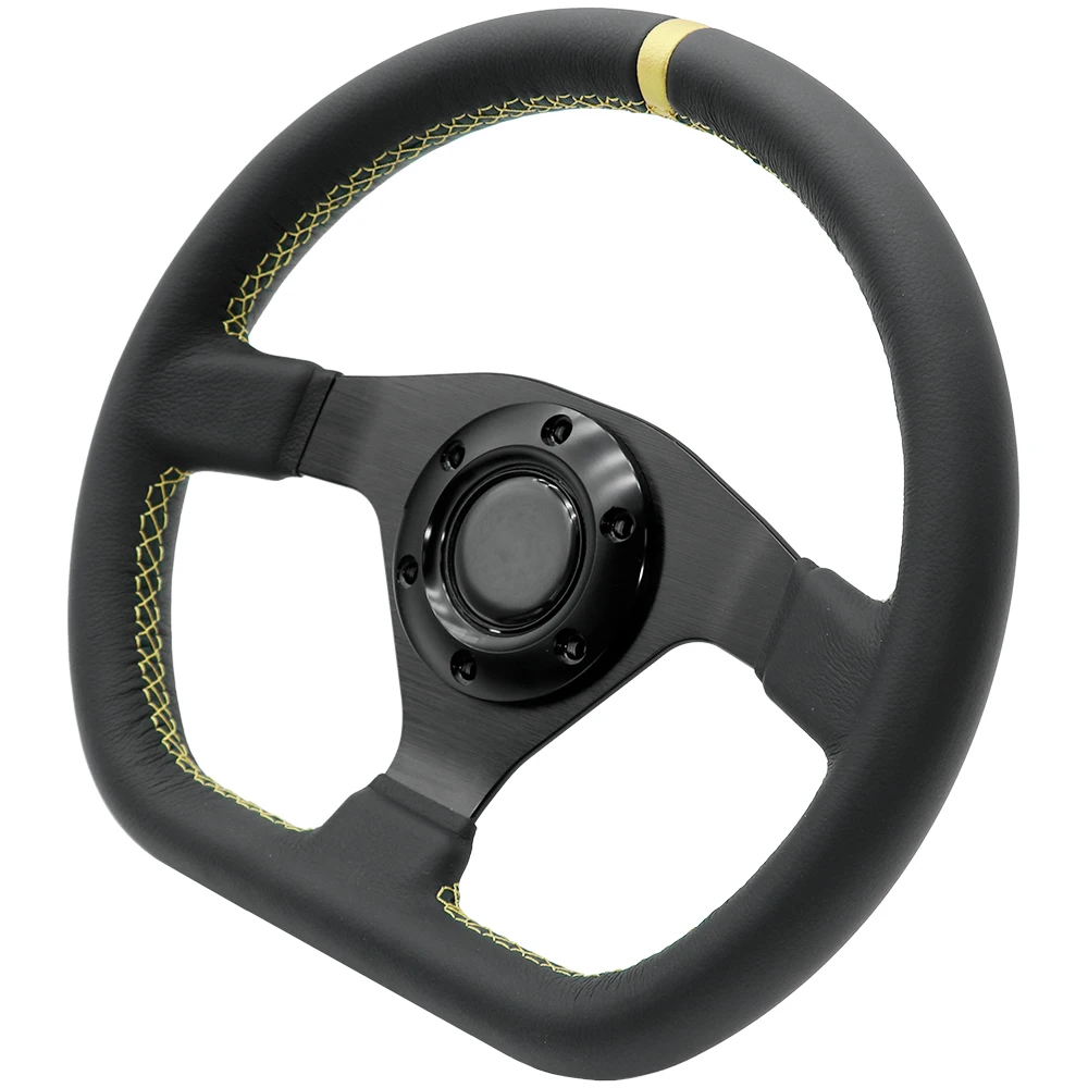 11.8inch/300mm D Style High Quality Genuine Leather Racing Sport Steering Wheel for MOMO NRG HKB hub