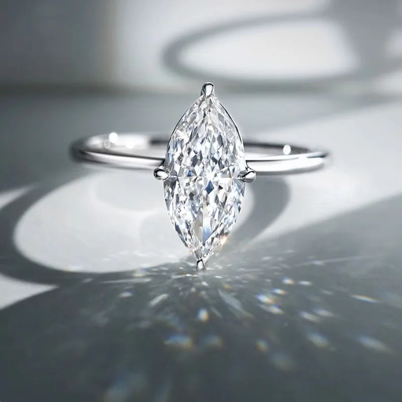 Marquise cut Lab Grown Diamond Rings Gems 100% 14K gold RING Fashion Ring for Women Fine Jewelry