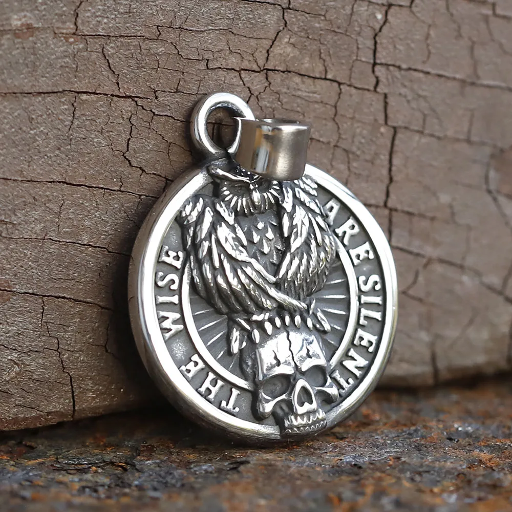 Gothic neue 316l Edelstahl Wikinger Free mansonry und Raben Schädel Anhänger Halskette für Mann Tiers chmuck Freund Geschenk