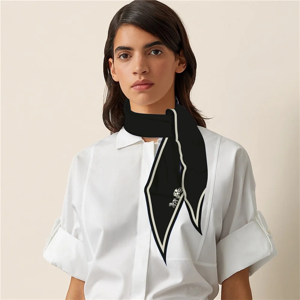Einfache Stil frauen Schal Luxus Marke Einfarbig Diamant Seide Schal Mode Dekorative Halstuch Damen Neck Schal Schal – Detail 6