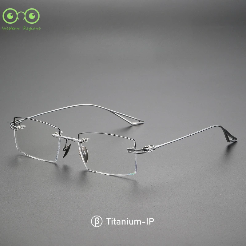 نظارات يابانية بسيطة من Blade Warrior مصنوعة من التيتانيوم الخالص باللون الأسود بدون إطار للرجال الذين يعانون من قصر النظر والاستجماتيزم والنمل
