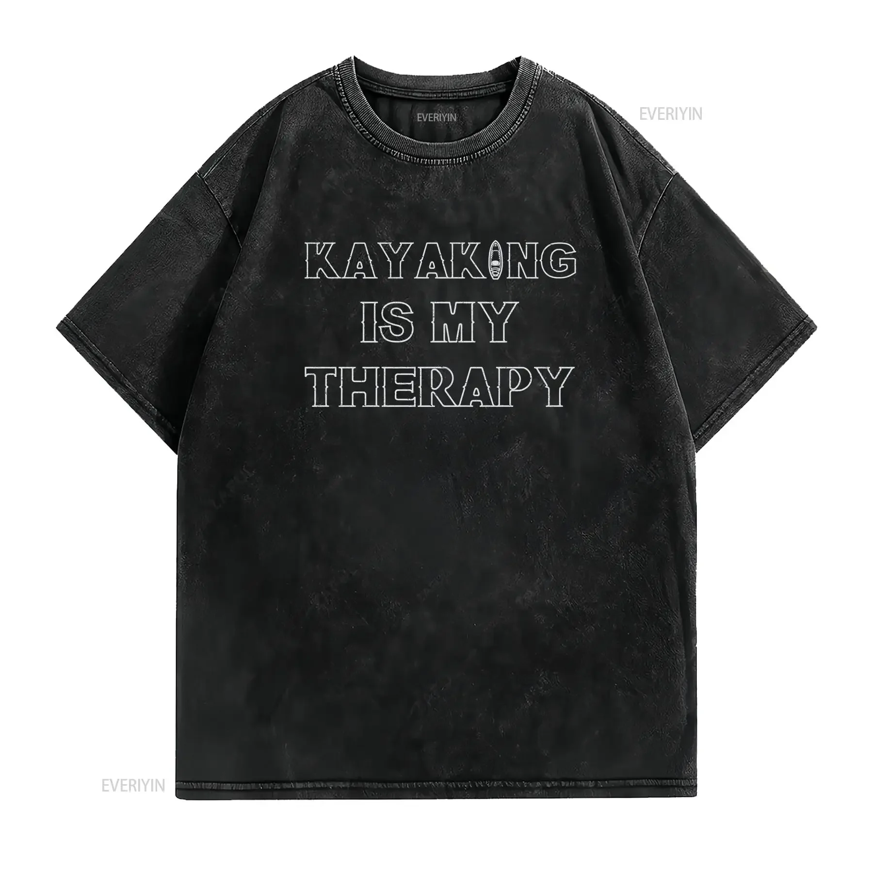 Kayaking Is My Therapy T Shirt Cute Funny Camping Women's vintage Washed Casual fashion streetwear Soft designer clothes