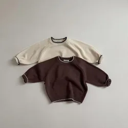 2024 Autumn New Baby Long Sleeve Cotton Knit Sweater Solid Infant Knitwear Children Casual Knitted Sweater Toddler Clothes