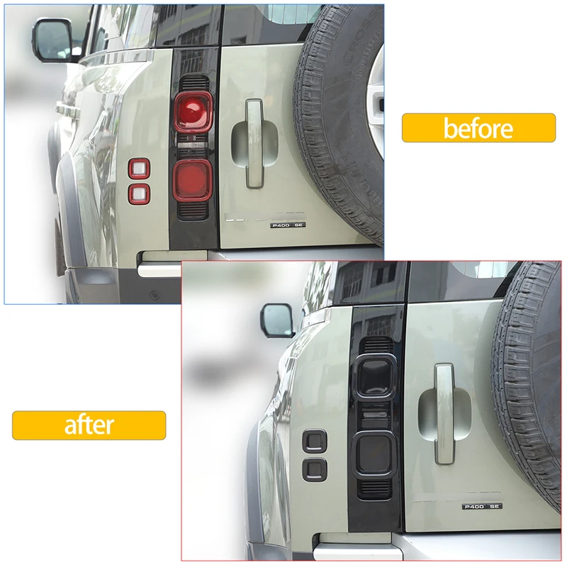For Land Rover Defender 90 110 2020-25 Car Tail Light Cover Brake Light Wide Indicator Cover Rear Lamp Hoods Guards Trim sticker