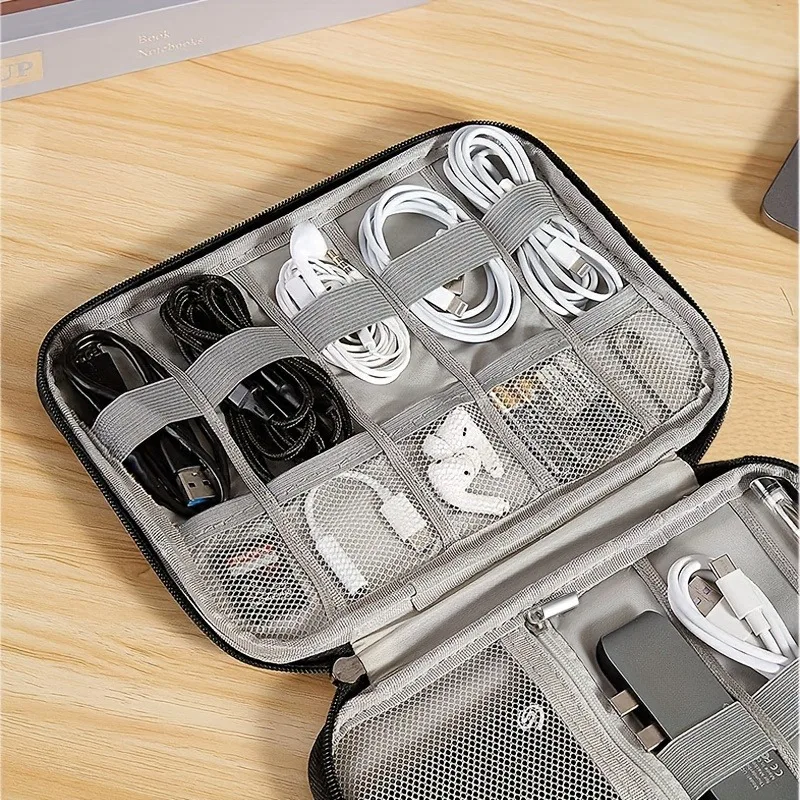 1pc Travel Essentials multi-pocket cable tissue bag, small charging line storage, charger, cable storage and accessories bag