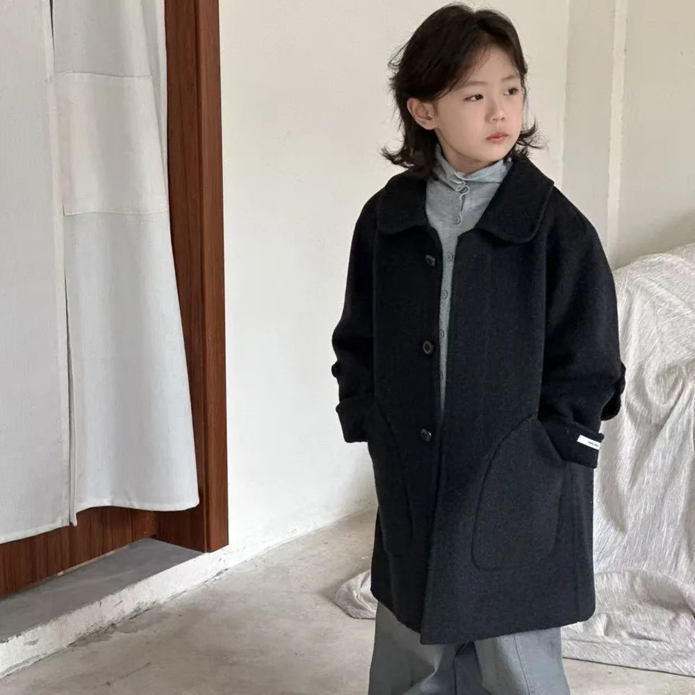 

Girls' Double-sided Velvet Coat 2026 New Autumn and Winter Korean Version Children's Woolen Coat Medium Long Overcoat