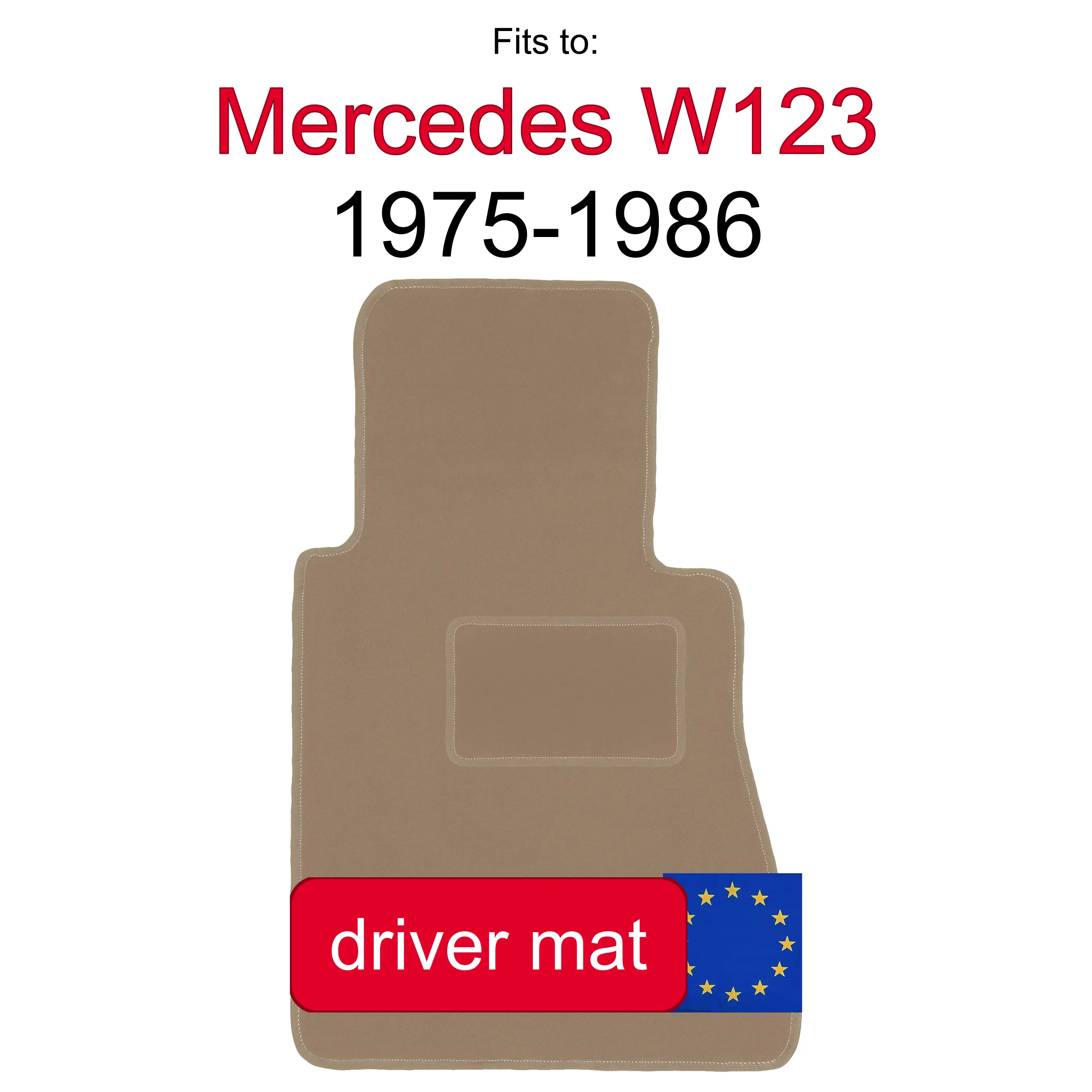 Velour tapijt voor bestuurderszijde voor Mercedes W123 sedan, stationwagen (1975-1986) -beige, passend (1 stuk)