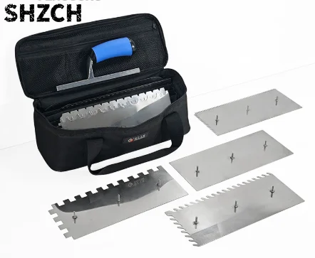 9PCS Set of Stainless Steel Interchangeable Head Trowel Blades with Teeth, Tile Putty Trowel, Plastering Trowel, Mason Tools