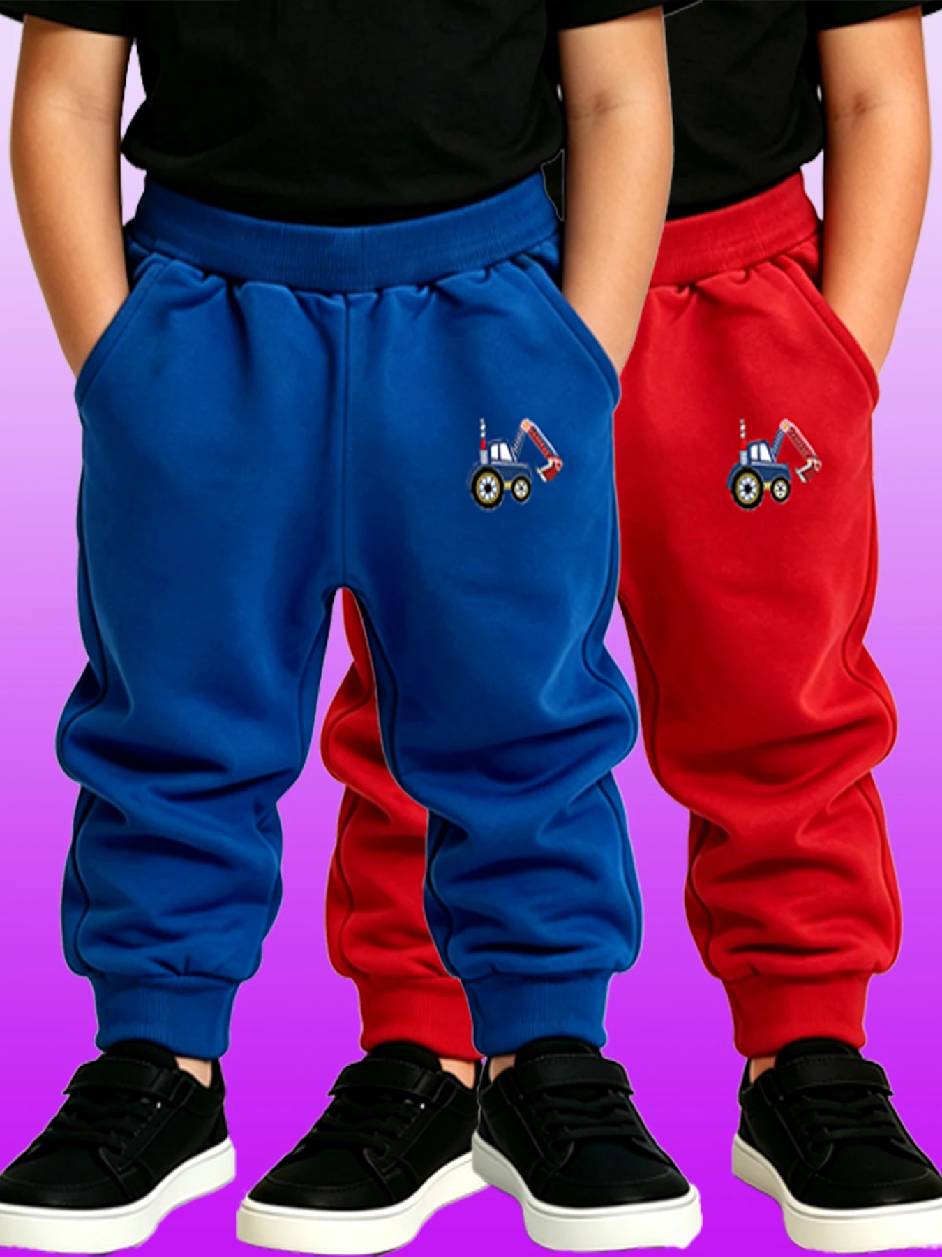 2PCS Boys Cartoon Sports Sweatpants Full of Childlike Fun! Girls Excavator Pants Elastic Waist Jogger Enfant Garcon Trousers Hot
