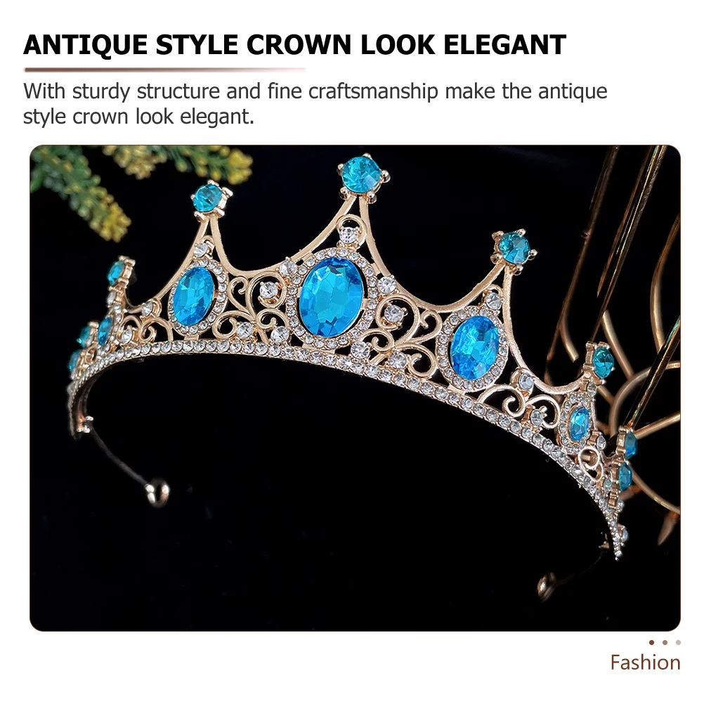 

Children Rhinestone Crystal Crown Vintage Style Bridal Tiara Wedding Headdress Hair Jewelry For Girls Prom Banquet Decor