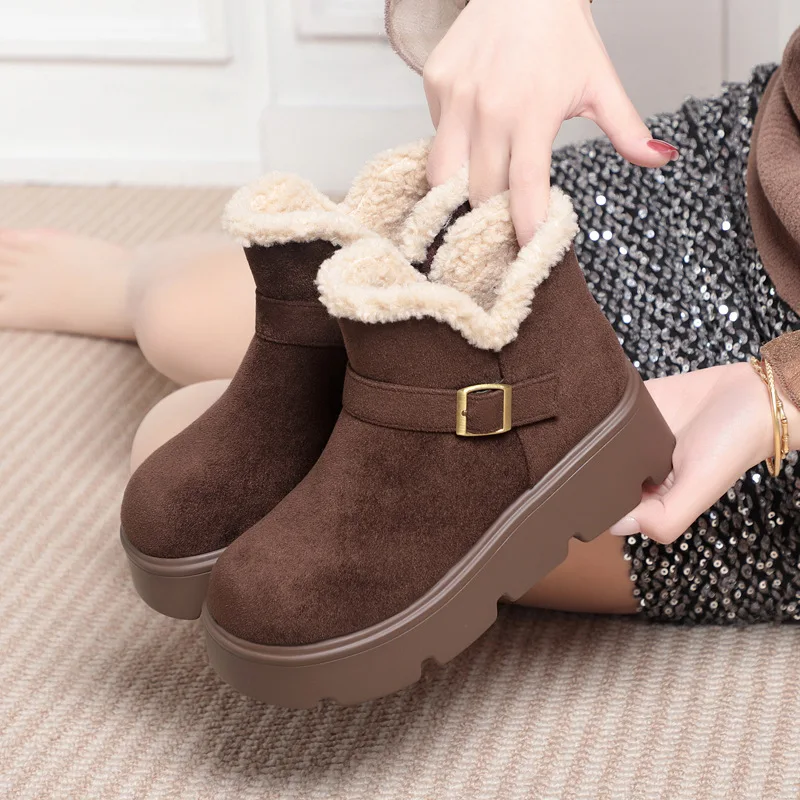 

Fashion Comfortable All Match Elegant Women's Shoes Winter Suede Boots 2025 Thick Sole Platform Warm Fur Ankle Snow Boots Office