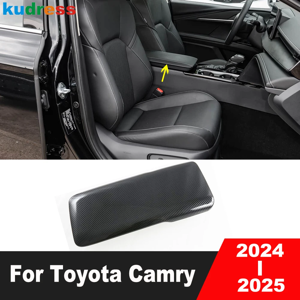 

Car Front Center Armrest Box Panel Cover Trim For Toyota Camry 2024 2025 Carbon Fiber Interior Mouldings Accessories