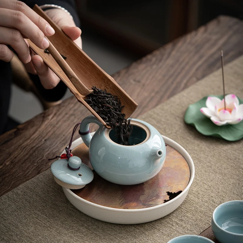 Ge Yao Ceramic Teapot Teacup Manual Chinese Ice Crack Split Teapot Can Raise Xishi Tea Pots Household Kung Fu Tea Pot