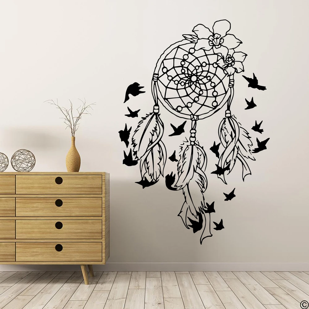 

Large Mandala Dreamcatcher Wall Sticker Bedroom Living Room Boho Dream Catcher Bird Wall Decal Baby Nursery Vinyl Home Decor