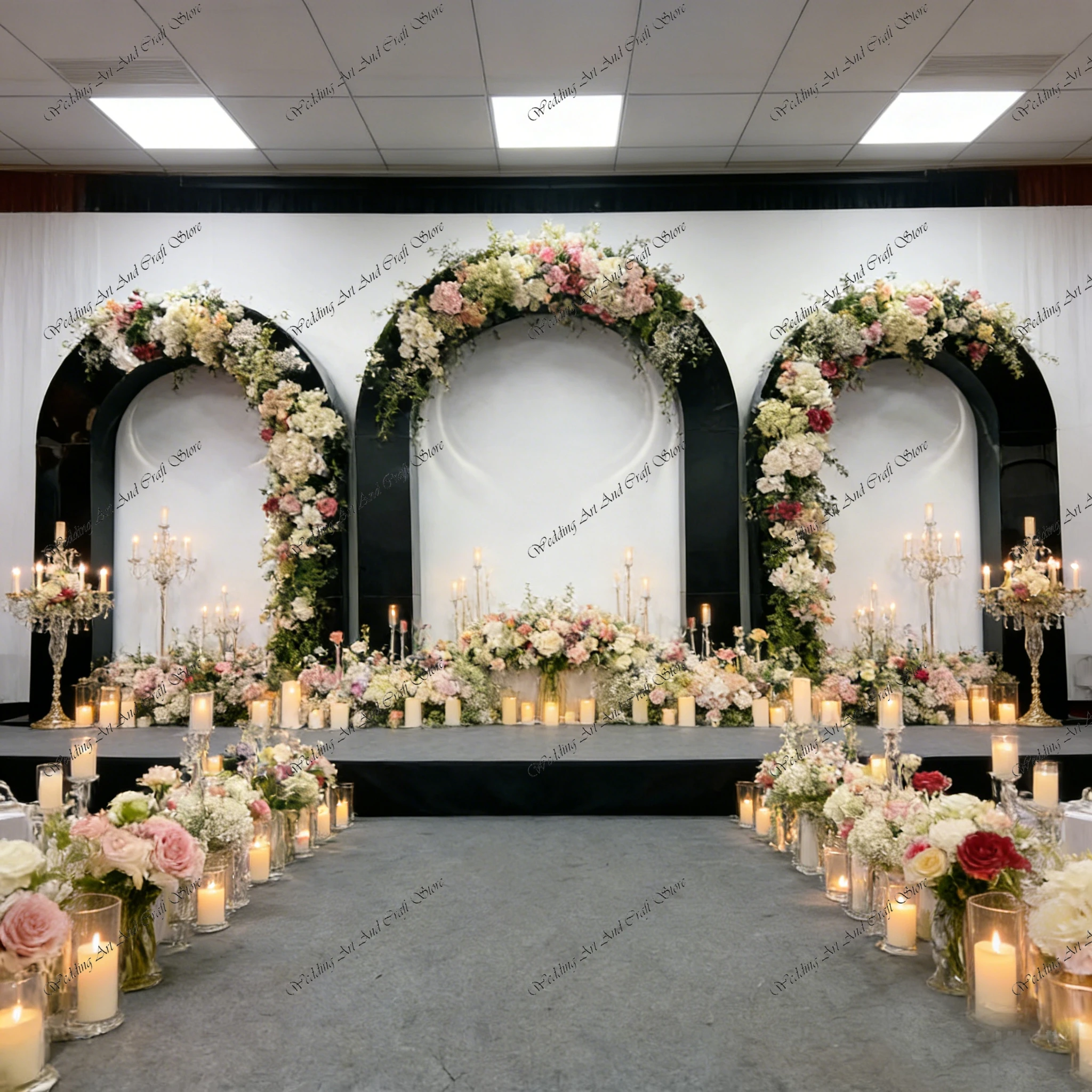3pcs f30 2-2.2M Semi-circular 3D White /Black/Silver Column Arch Metal Stage Background Frame for Wedding Backdrop ivy927