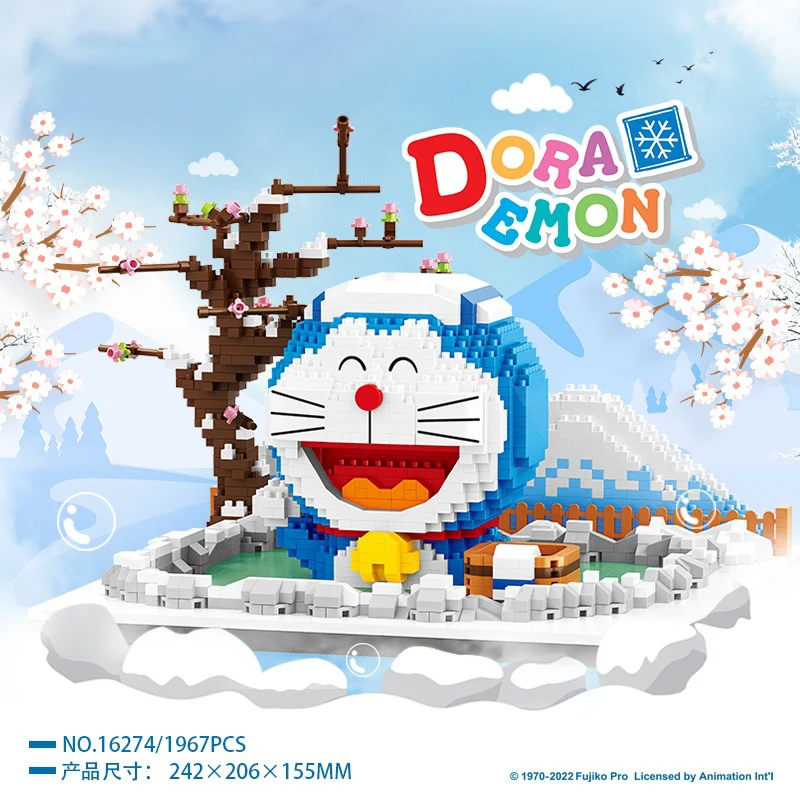 1967pcs+ Creative Hot Spring Vacation Doraemon Micro Building Blocks 3D DIY Model Mini Brick Figure Toys For Children Gift