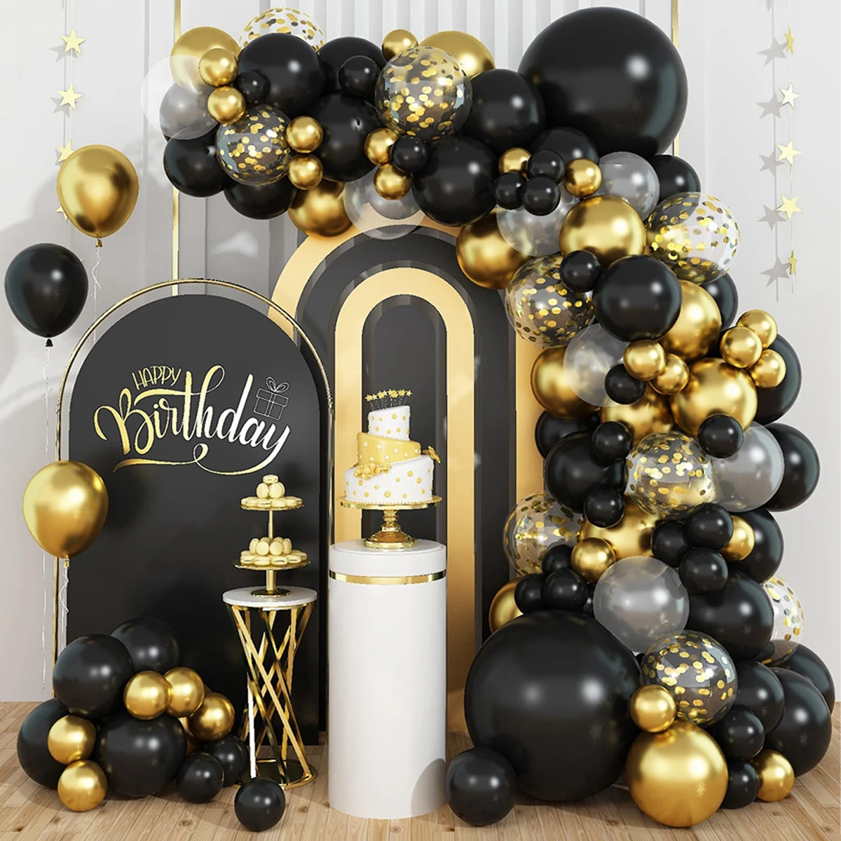 

Black and Gold Balloons Garland Arch Kit Gold Confetti Ballon Wedding Decor Birthday Baby Shower Party Backdrop Decoration