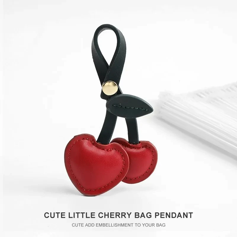 Cherry Charm Leather Decoration Pendant For Hermes For Coach Handbag Upgrade Modify Heart Shape Keychain Bags Attachment Parts