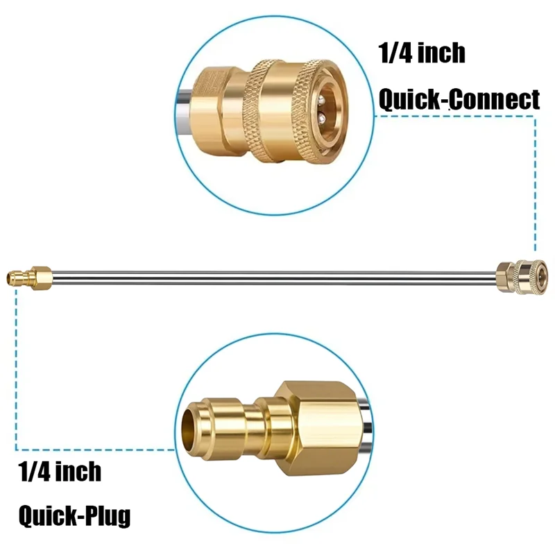 40 cm Quick Plug Verlängerung Stange Hochdruck Wasser Pistole Edelstahl Autos Zubehör Verlängerung Stange Tragbare Hochdruckreiniger – Detail 3