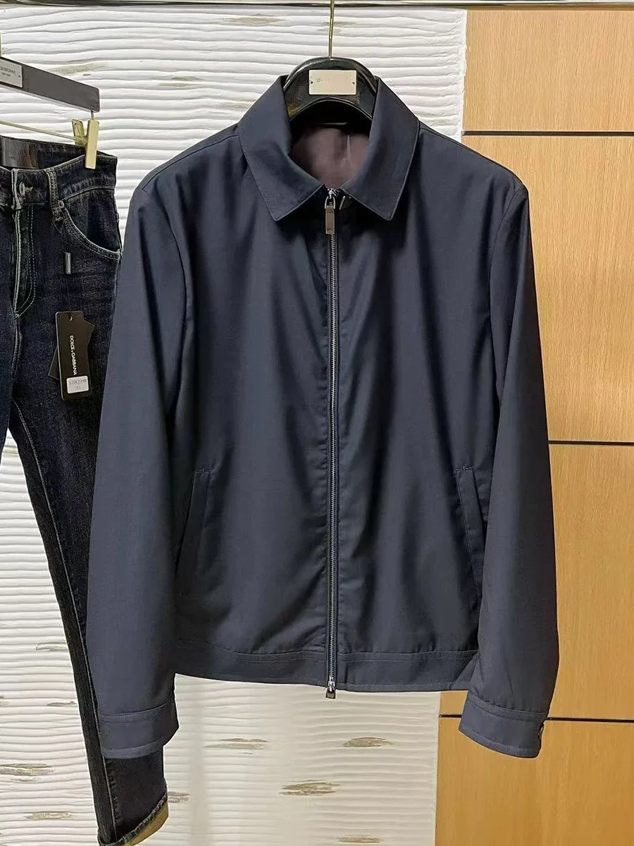 

Silk Woolen Men's Spring Autumn Faion Busin Casual Collar Jaet ZZ Version Adstrative Coat Stand Fit Zipper Closure
