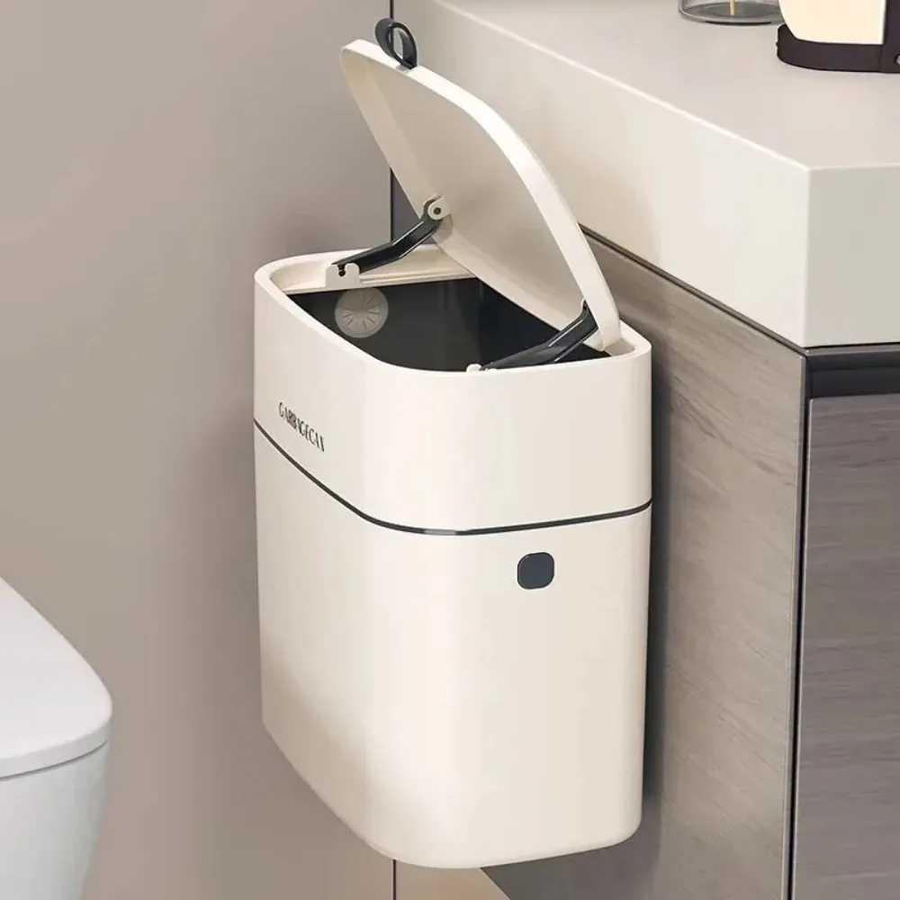 Wall Mounted Trashcan Large Capacity Trashcan Cabinet Garbage Rubbish Bin Door Kitchen Organizer Tool With Lid Hanging Trash Can