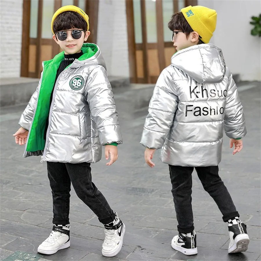 4 6 8 10 12 14 Years Boys Jacket Autumn Winter Thicken Warm Teenager Kids Patchwork Plaid Jackets Fashion Hooded Boys Coat