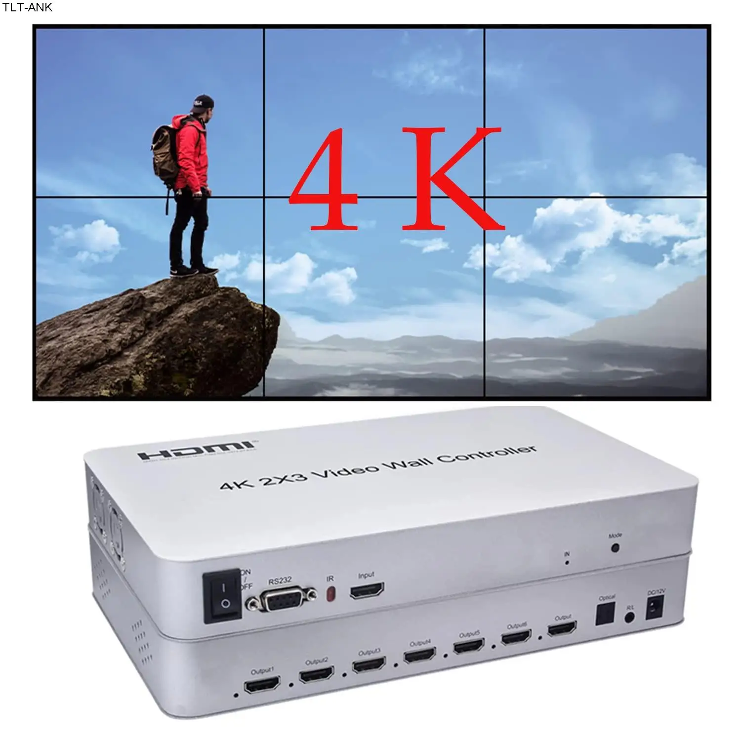 4K HDMI 2x3 Video Wall Controller 12 Display Modes - 1x1, 1x2, 1x3, 1X4, 1x5, 2x1, 2x2, 2x3, 3x1, 3x2, 4x1, 4x2, 5x1