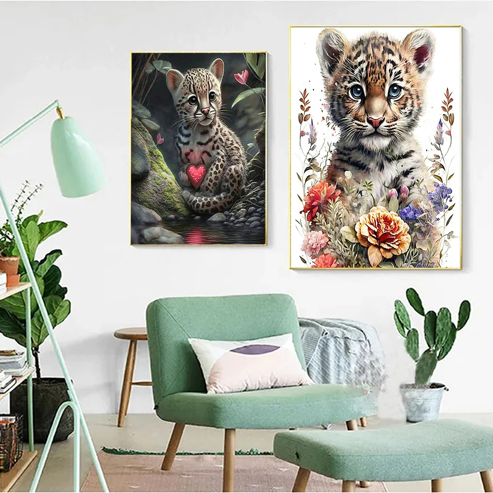 YOUQU Full Round Diamond Embroidery Cross Stitch Kit Animal Selection Diamond Painting DIY 5D Mosaic Picture Home Decoration