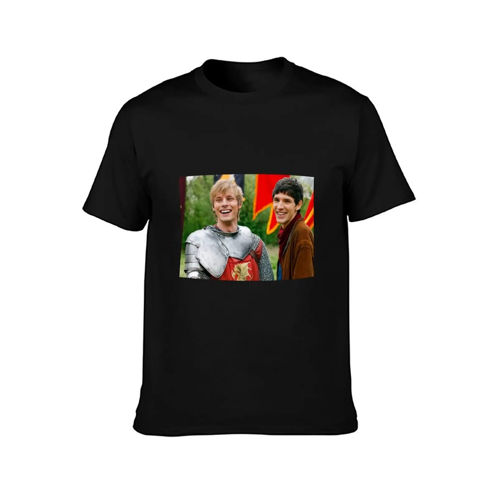 Merlin and Arthur being dorks - Merthur - T-Shirt Vintage Style Printed Top T-Shirt