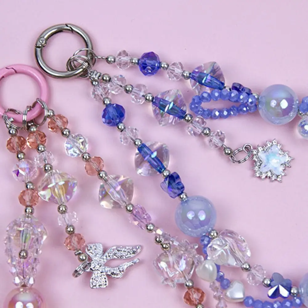 Durable Butterfly Phone Charm Strap Crystal DIY Beaded Purse Bag Pendant Y2K Phone Lanyard