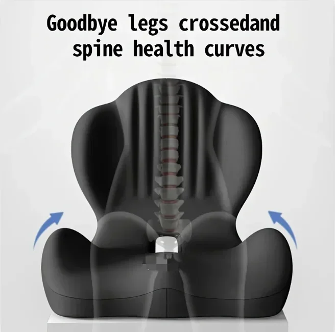 Ergonomisches, geschwungenes Sitzkissen aus Memory-Schaumstoff zur Entlastung von Ischiasdruck, zur Haltungskorrektur, geeignet für Büro, Zuhause, Auto und Rollstuhl. – Detail 11