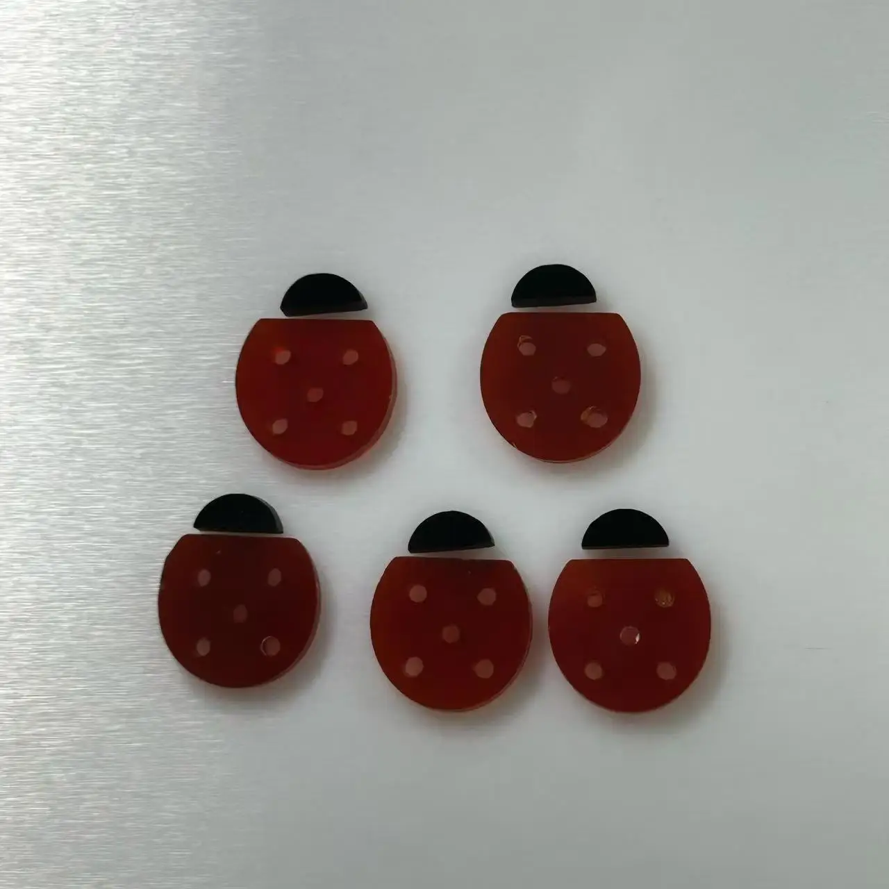 5 Set 1 Bag Natural Carnelian 10.1x9.6x2mm Ladybug Shape Red Agate Flat Gemstones for Pendant Jewelry