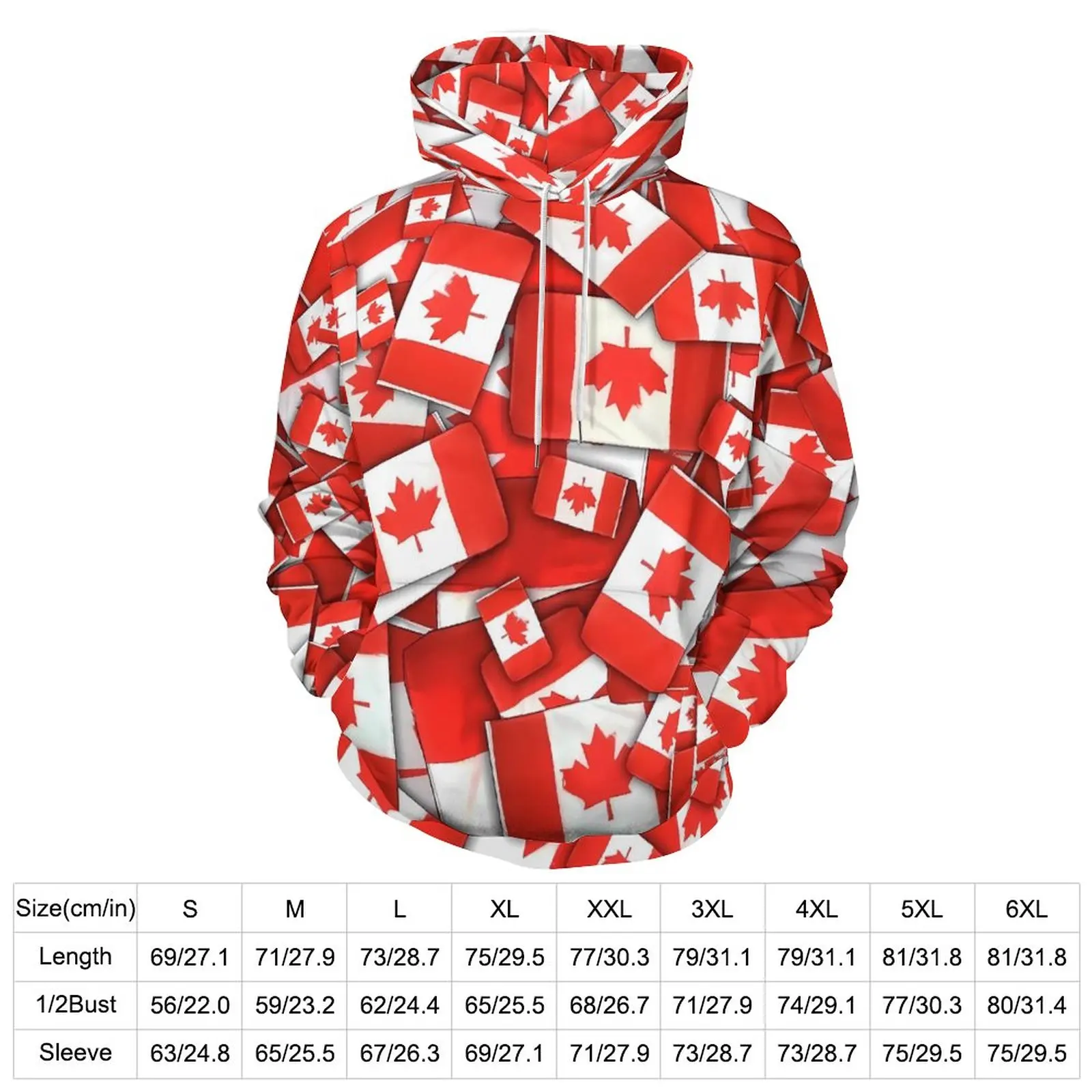 Red Leaf Casual Hoodies Canada Flag Street Wear Pullover Hoodie Men Long-Sleeve Elegant Printed Sweatshirts Gift Idea