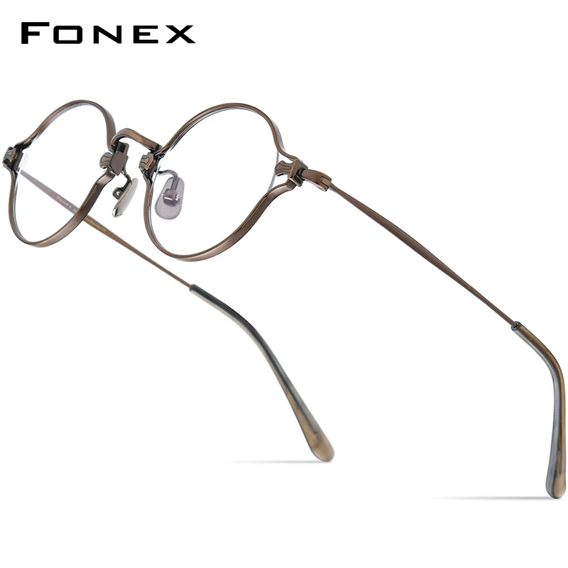 

FONEX Pure Titanium Glasses Frame Men 2023 New Retro Grace Round Eyeglasses Women Eyewear KMN-188