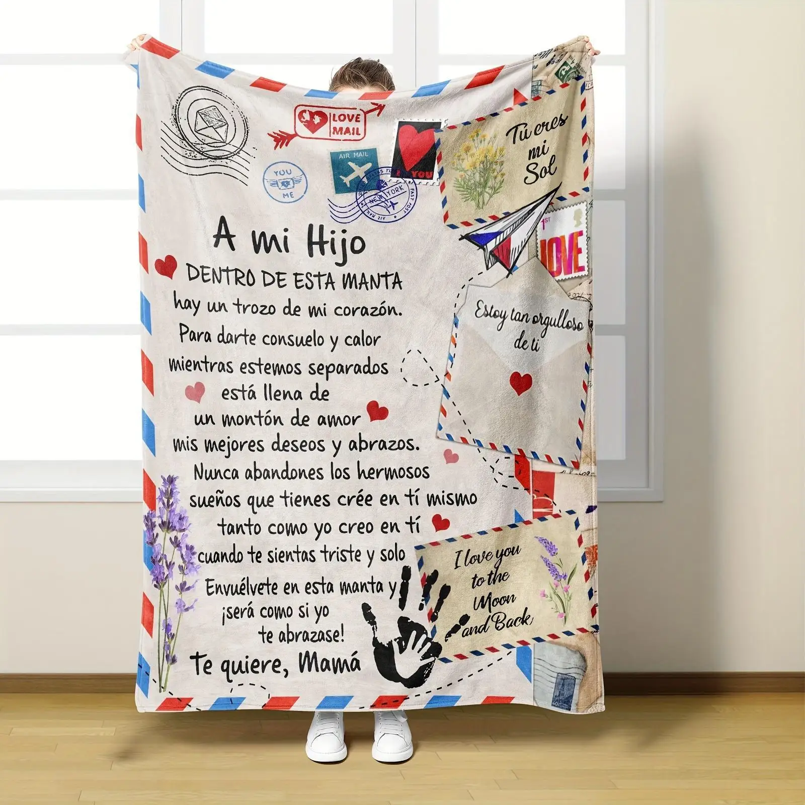 Text Printed Blanket Mom Gave To Son Flannel Spanish Printed Letter Creative Blanket Bedroom Bedspread Home Decor