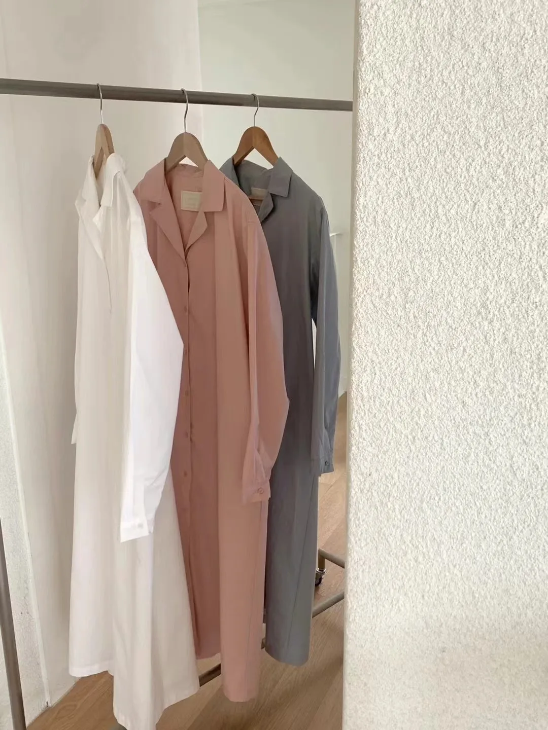 3Colors Women's Spring 2025 Shirt Dress Lady Outwear Long Sleeve Notch Collar Single breasted buttons Loose dress Female (l13210
