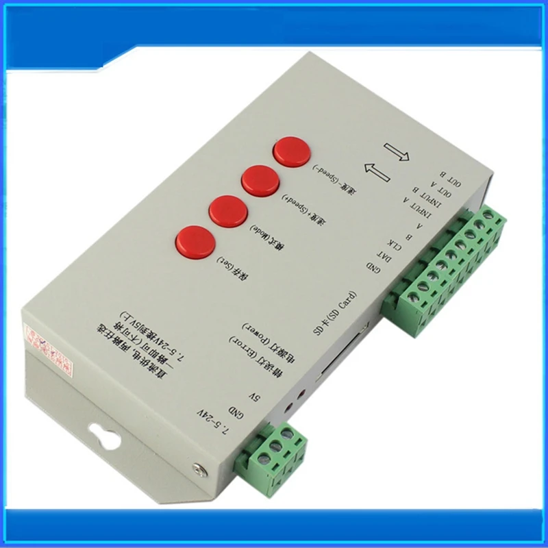 Controlador de píxeles de tira LED T1000S DMX 512 RGB, tarjeta SD WS2812B WS2811 6803 SK6812
