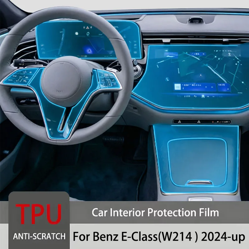 TPU Car Interior Protective Film for Mercedes Benz MB W214 E-Class 2024 Center Console Transparent Pre-cut Anti-scratch Stickers