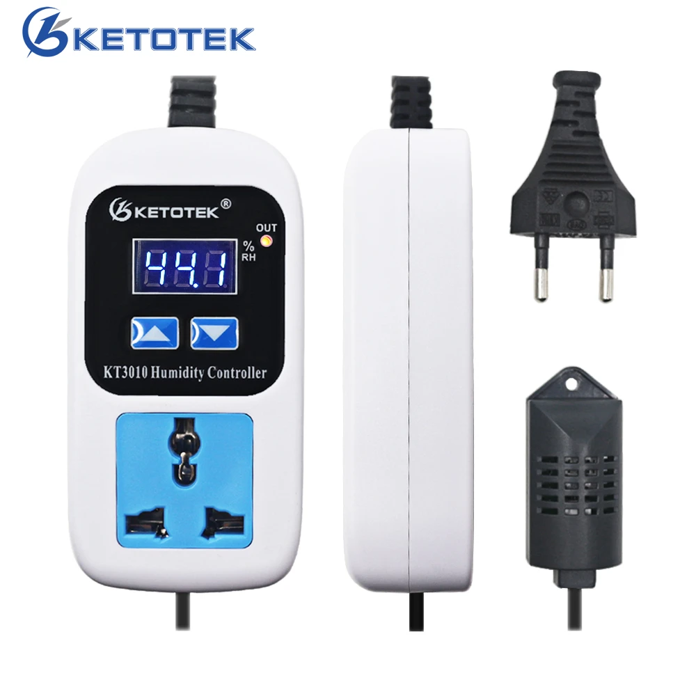 Ketotek KT3010 Humidity Controller Outlet 110V220V 10A Direct Output Hygrometer Humidity Control Switch Humidity sensor 0~99%RH