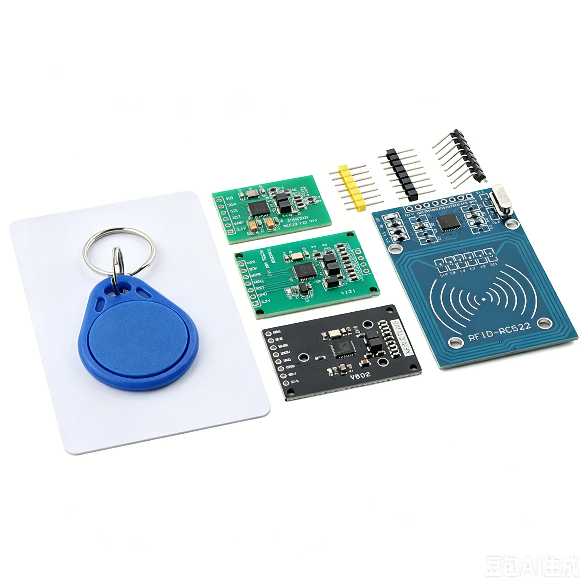RC522 RFID Reader Module Kit, 13.56MHz MFRC522 IC Card Sensor Module with White Card & Key Fob