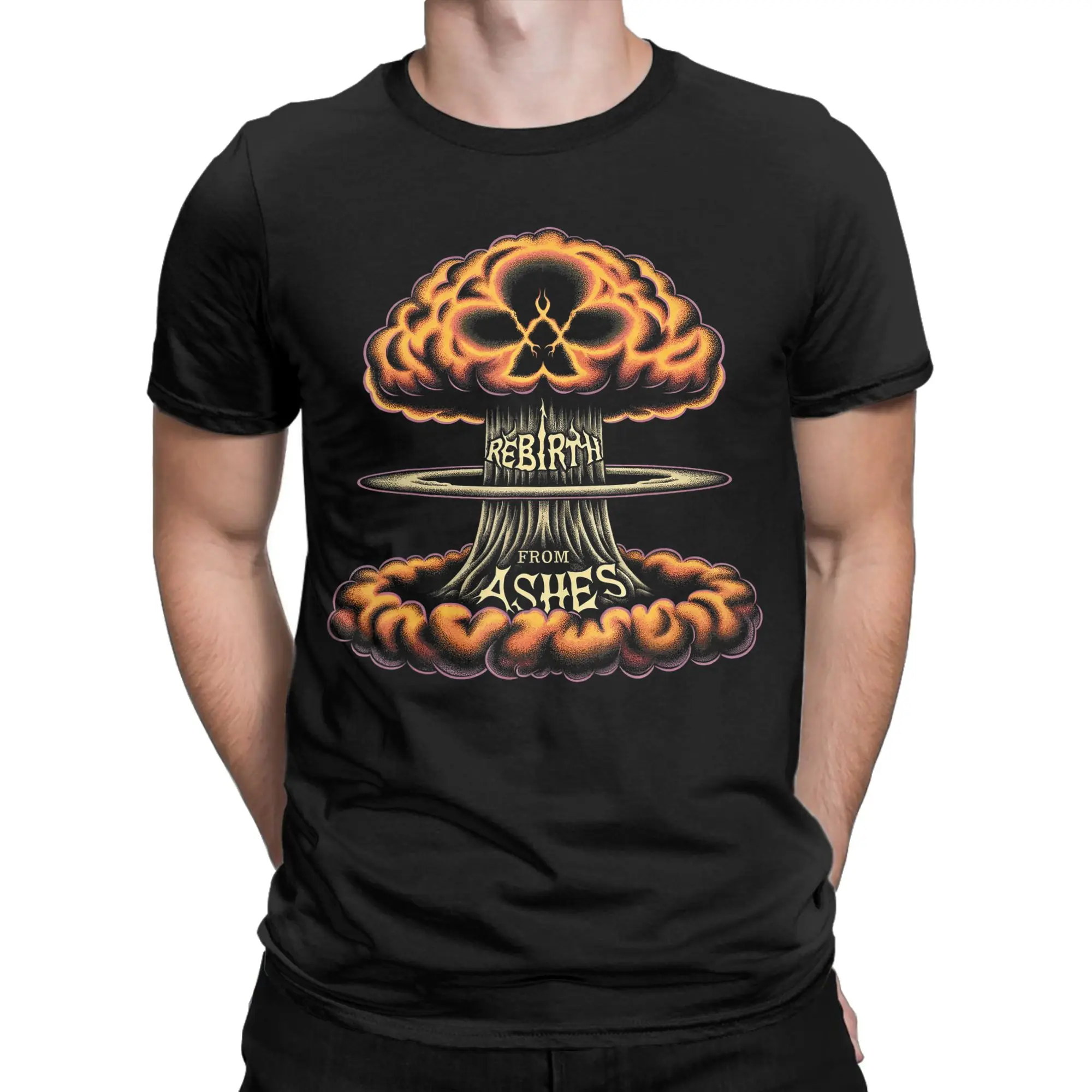 Nuclear Explosion T-Shirts for Men  Funny 100% Cotton Tee Shirt O Neck Short Sleeve T Shirts Plus Size Clothes