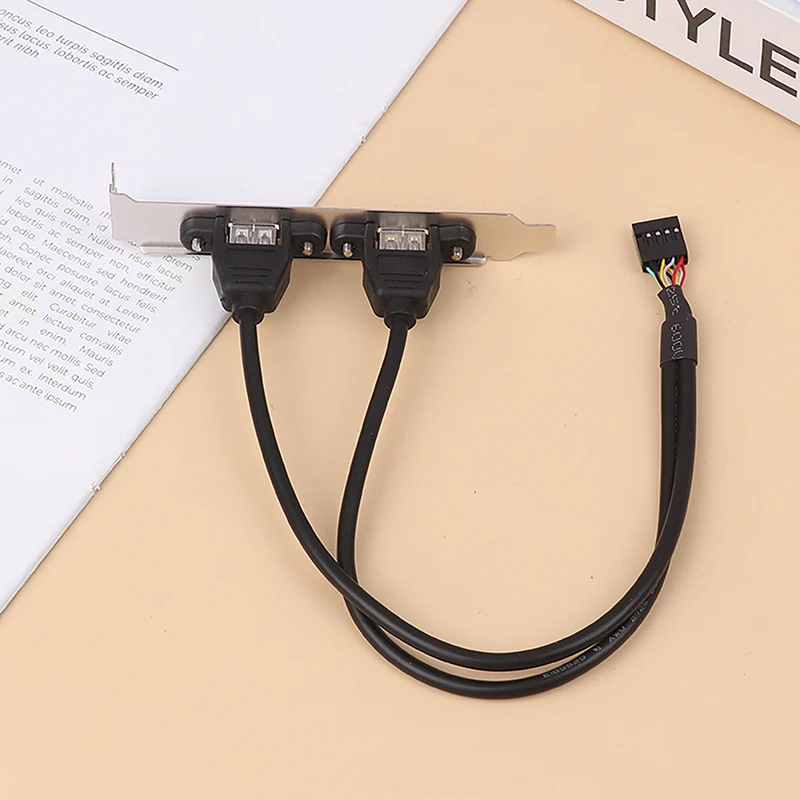 

Новый 30-сантиметровый черный кабель-адаптер USB 2.0 с 2 портами для задней панели материнской платы, 9-контактный разъем IDC