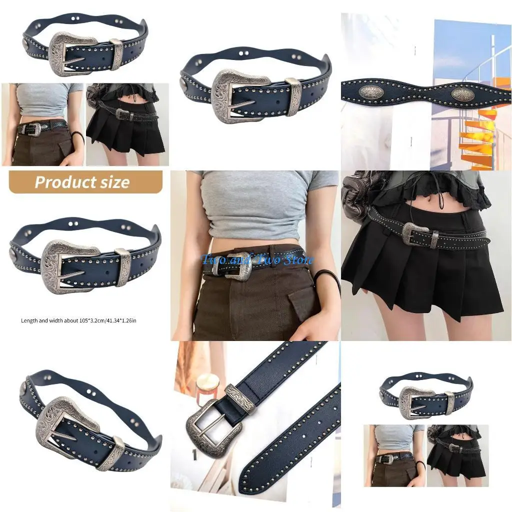 

HX6F Unisex Adult PU Leather Belt Jeans Wear Resistant Belt for Dress Skirt Decors