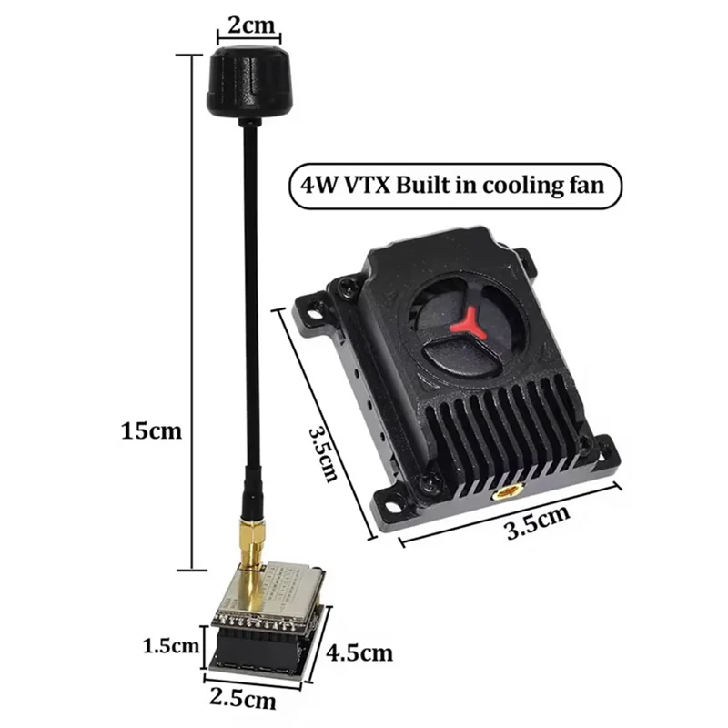 Elegante-3.3G 3.5G 4W VTX 16CH + 3.3Ghz Analógico VRX Receptor Transmissor de Áudio e Vídeo Sem Fio Para FPV Long Rang RC Racing Drone