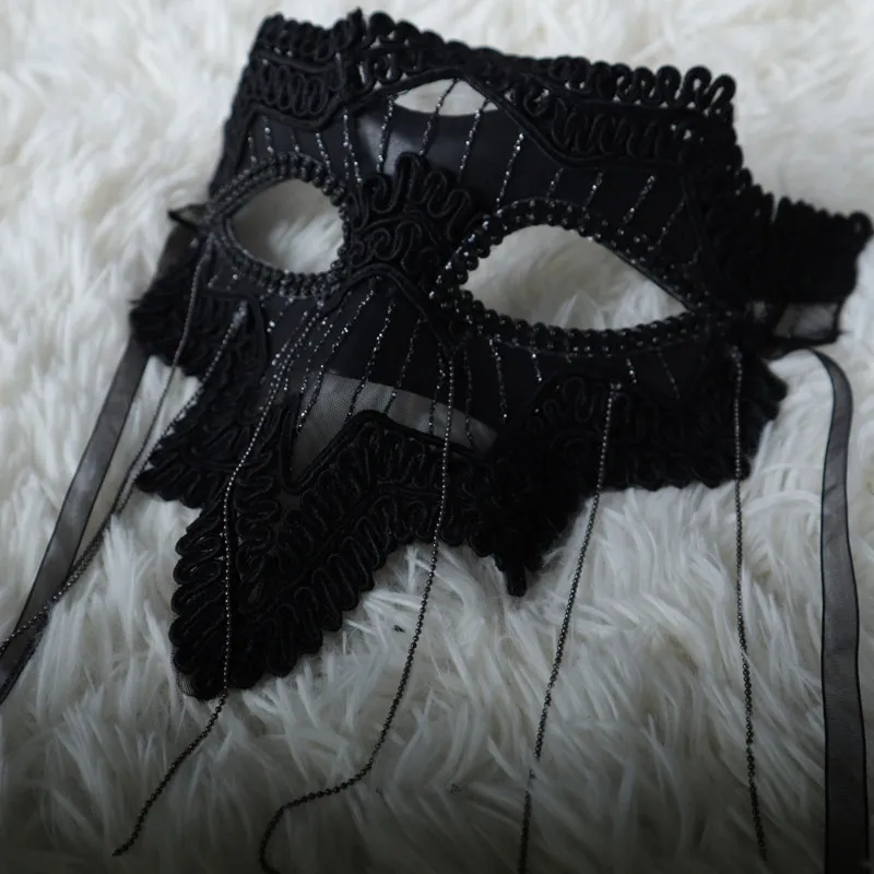 Masquerade Mask Female Full Face Fake Mask Lace Singing Cover Face Stage Fun Adult Performance Mask 5