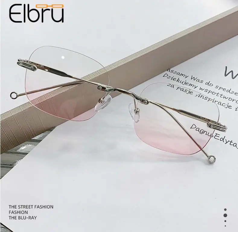 

Elbru Anti-blue Light Myopia Glasses Women Men Computer Nearsighted Protection Eye Eyewear Blush Diopter 0-1.0-1.5-2.0-2.5To-6.0