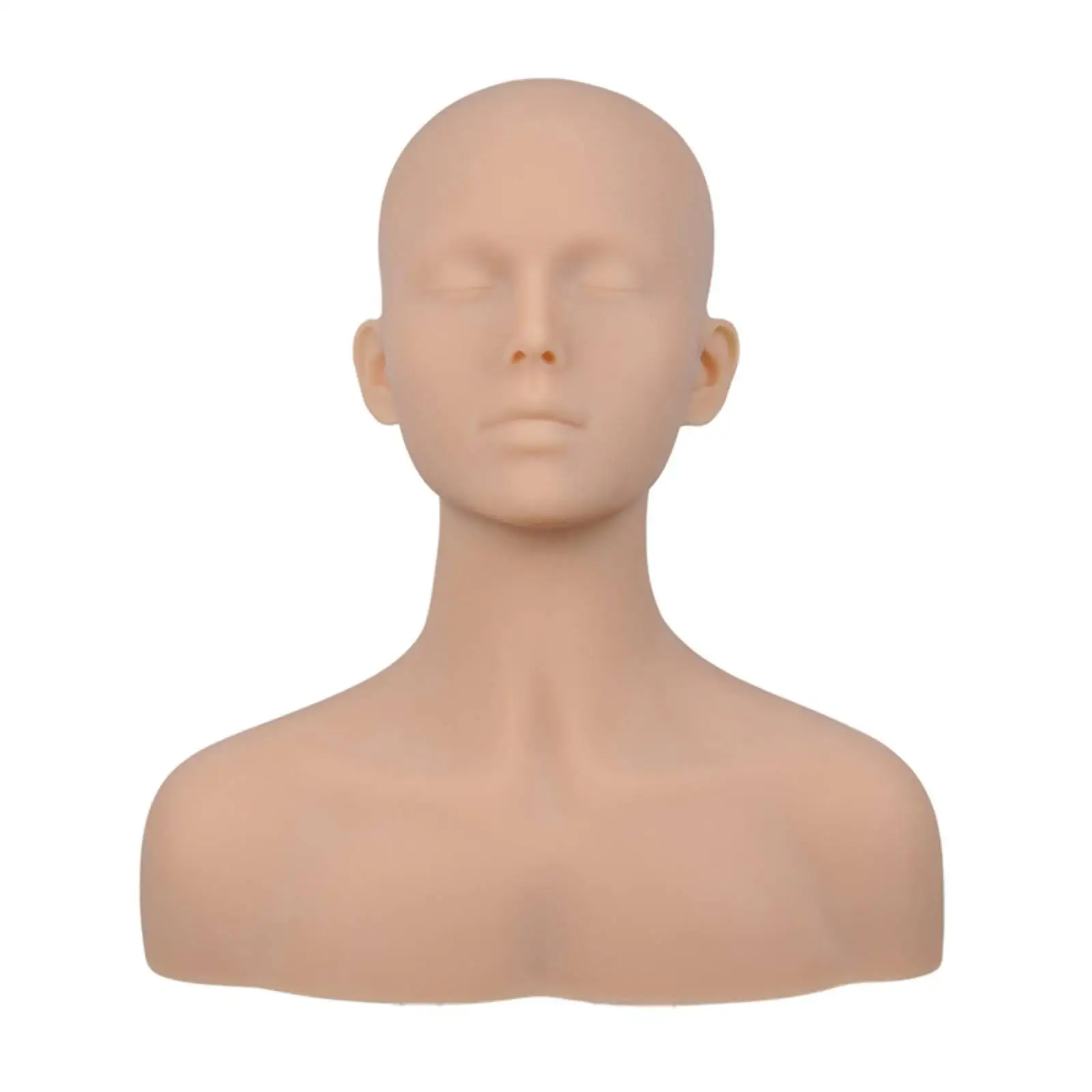 Mannequin Head with Shoulders Life-Size Bald Mannequin Bust Cosmetology Practice