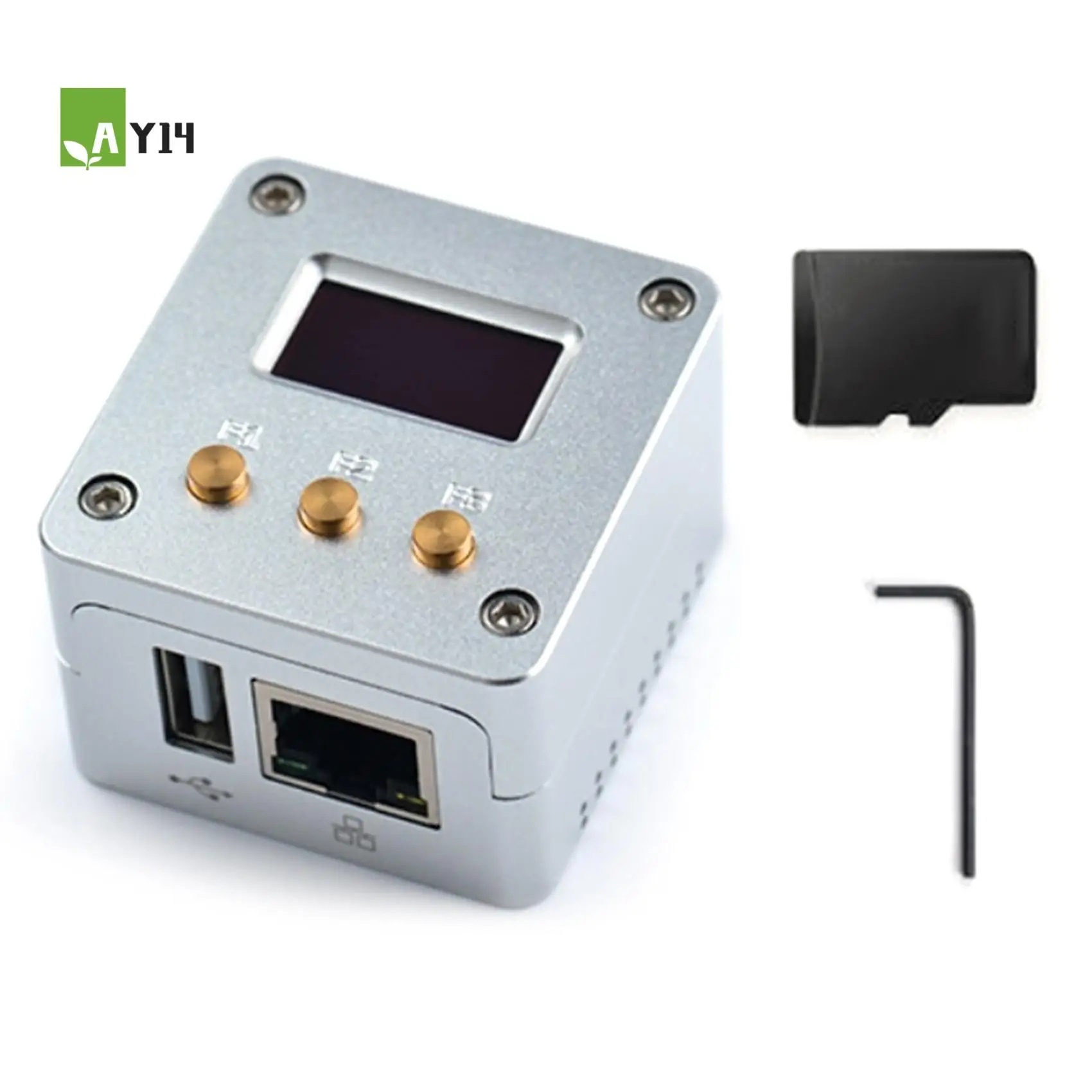 AY14 -Nanopi NEO + شاشة OLED + مجموعة حافظة معدنية مفتوحة المصدر H3 لوحة تطوير DDR3 RAM Ubuntu Openwrt Armbian